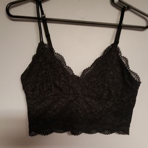 Black lace crop top